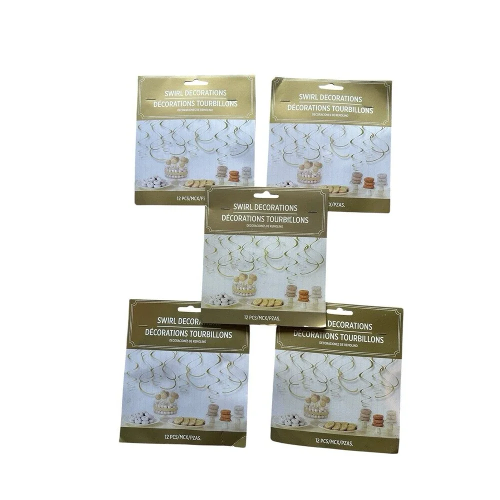 5 Packs Swirl Decorations Gold Streamers 12pcs Per Pack  Party Birthday Wedding